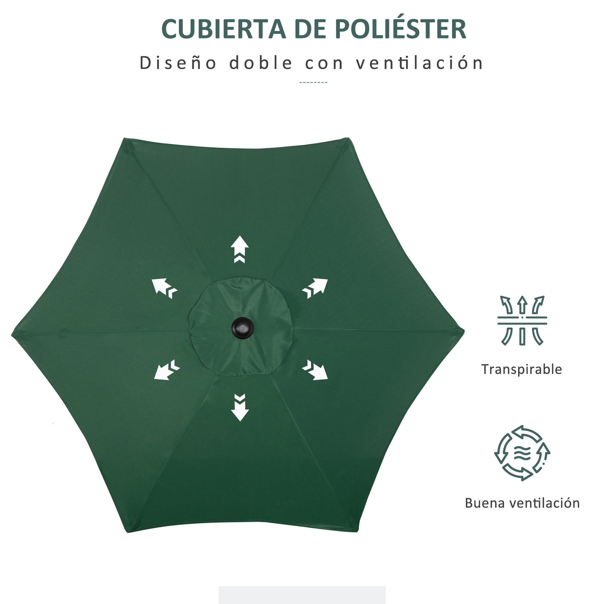 Outsunny Sombrilla Jardín Ø2x2 M Parasol De Aluminio Con Poste Desmontable Verde_5