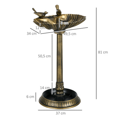 Outsunny Baño Para Pájaros De Jardín Exterior 81 Cm Con Diseño De Concha Bronce_2
