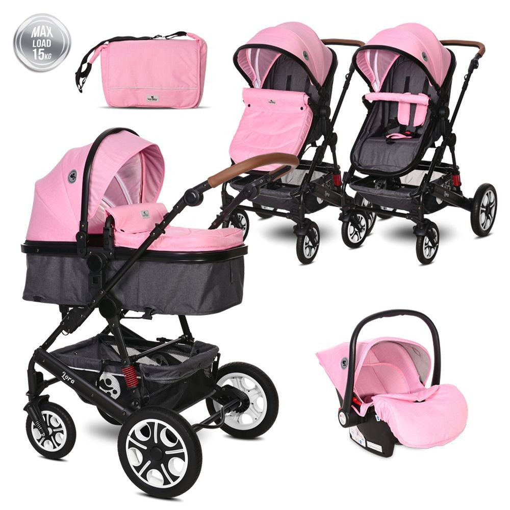 Carro De Bebé Tres Piezas Convertible Lora Hasta 15 Kg Candy Pink_0