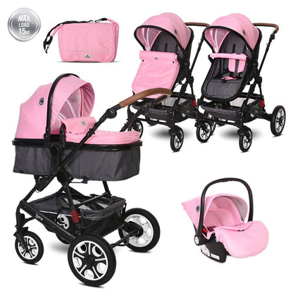 Carro De Bebé Tres Piezas Convertible Lora Hasta 15 Kg Candy Pink_0