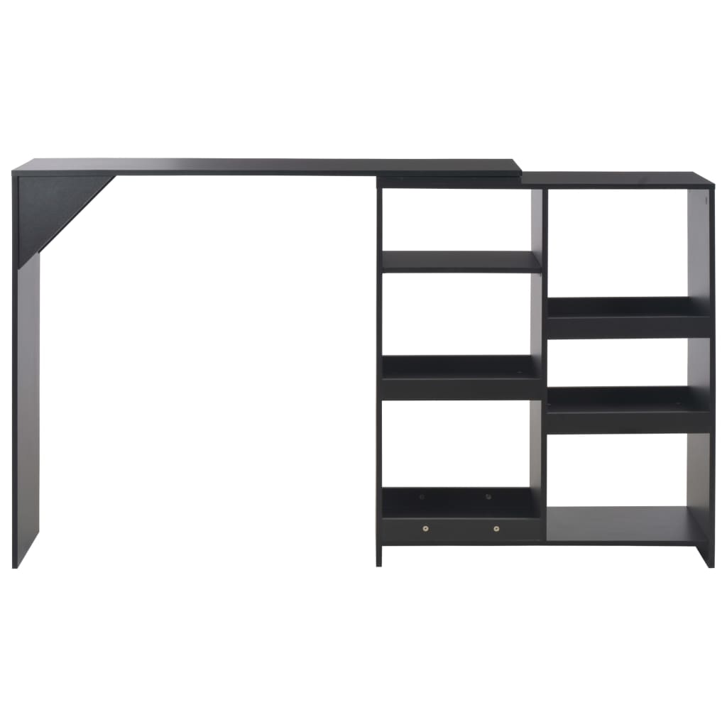 Mesa De Bar Con Estantería Móvil Negro 138x39x110 Cm_1
