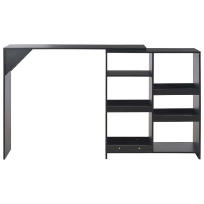 Mesa De Bar Con Estantería Móvil Negro 138x39x110 Cm_1
