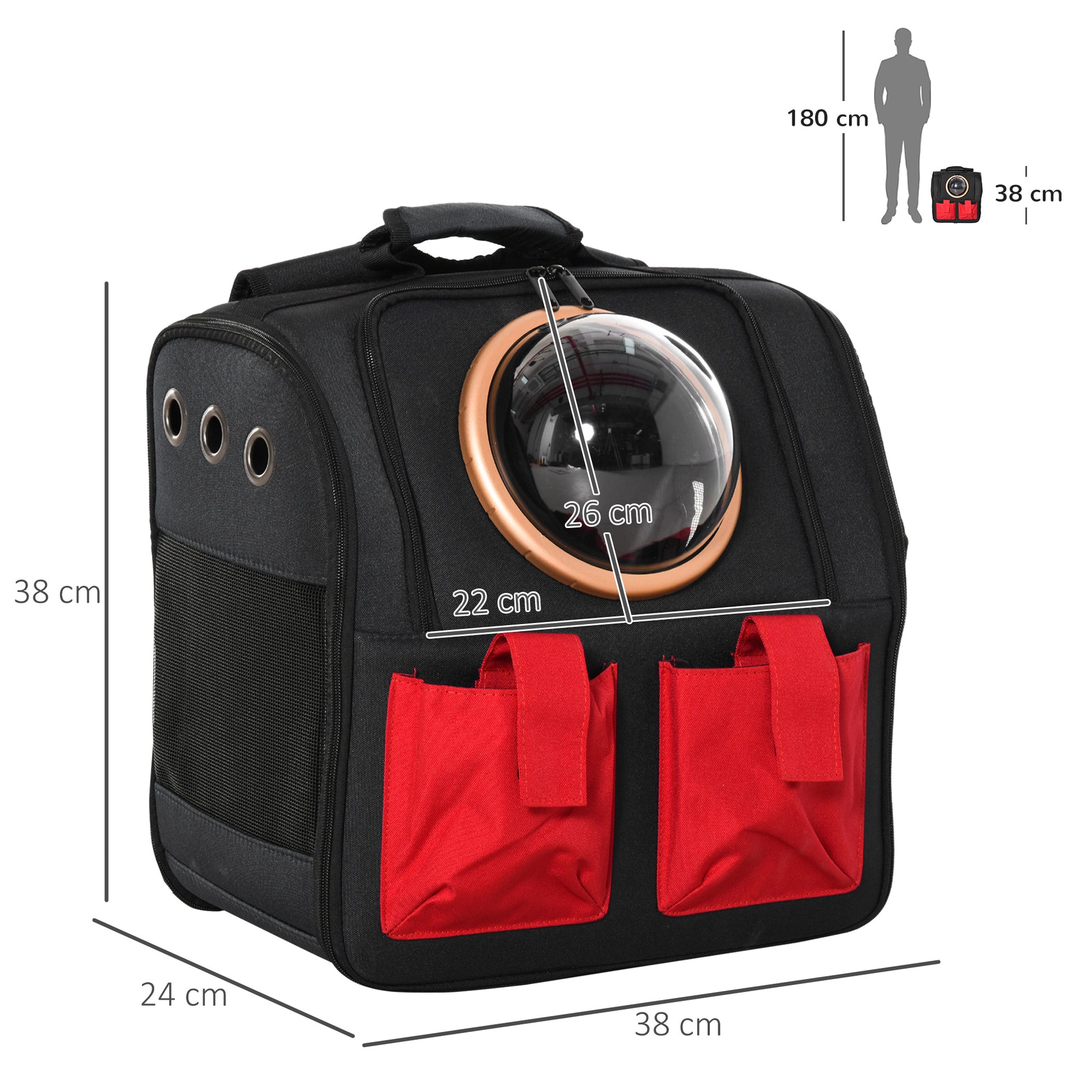 Pawhut Mochila Para Gatos Perros Pequeños Plegable Con Ojo De Buey 38x24x38 Cm_2