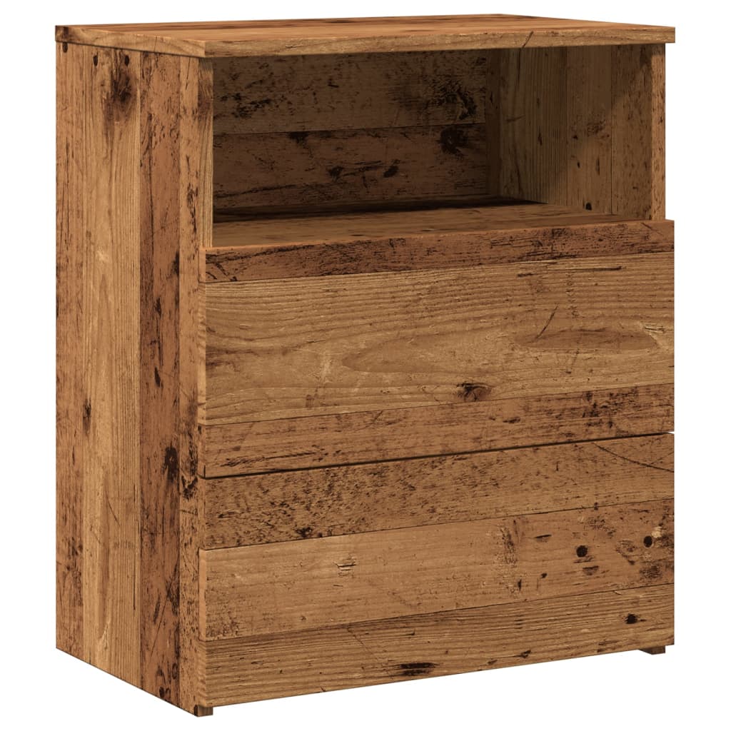Mesita De Noche Madera De Ingeniería Envejecida 50x32x60 Cm_0