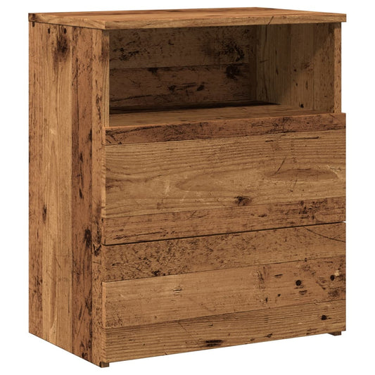 Mesita De Noche Madera De Ingeniería Envejecida 50x32x60 Cm_0
