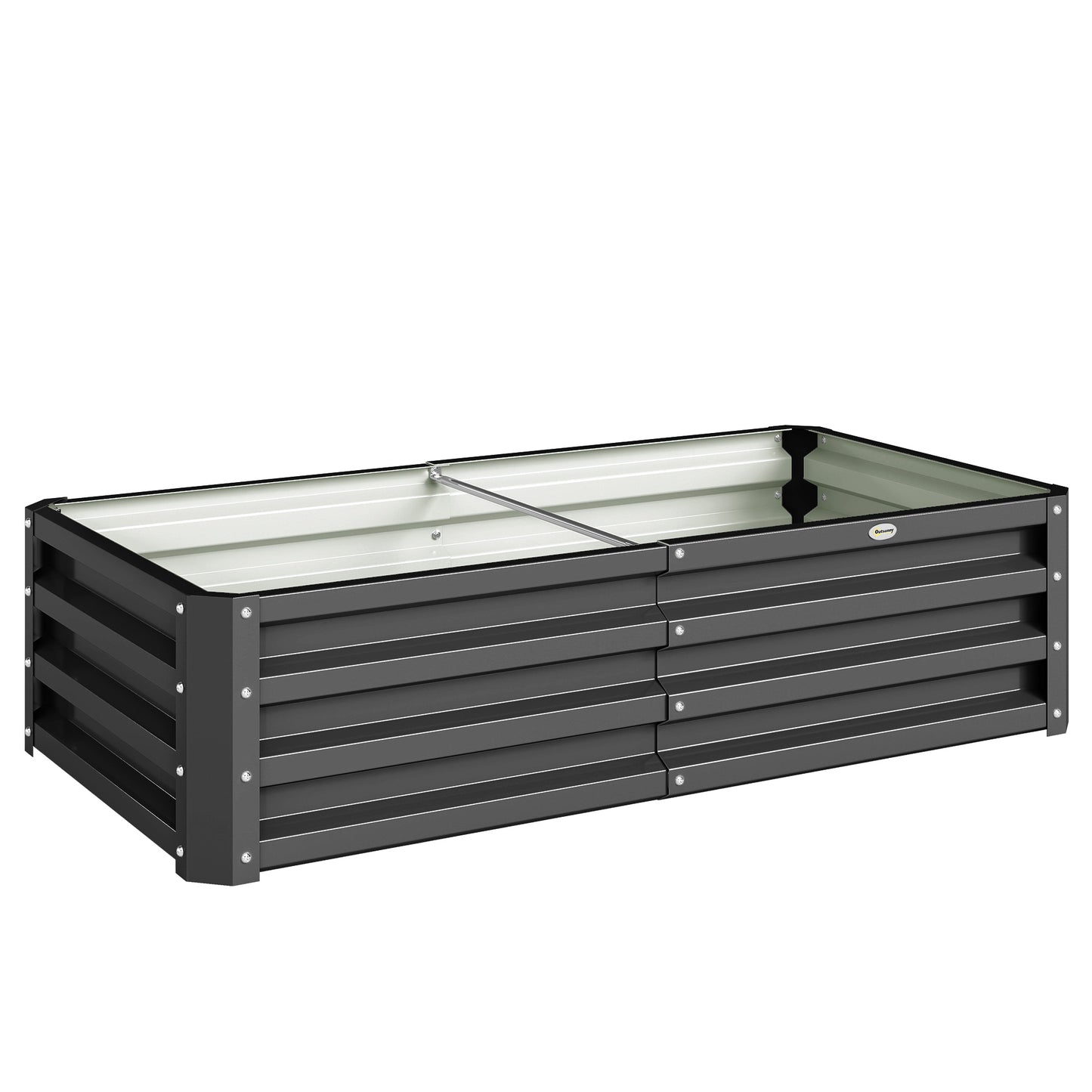 Outsunny Jardinera Elevada Rectangular De Acero Galvanizado 120x60x30,5 Cm Gris_0