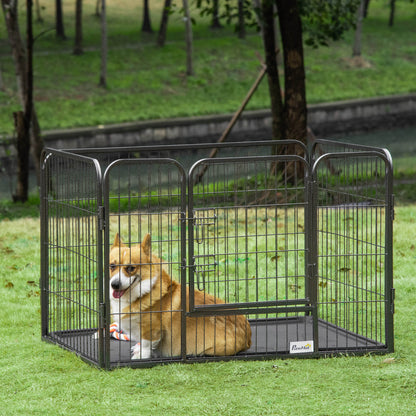 Pawhut Parque Mascotas Rectangular 4 Vallas Puerta Doble Pestillos 109x74x71cm_1