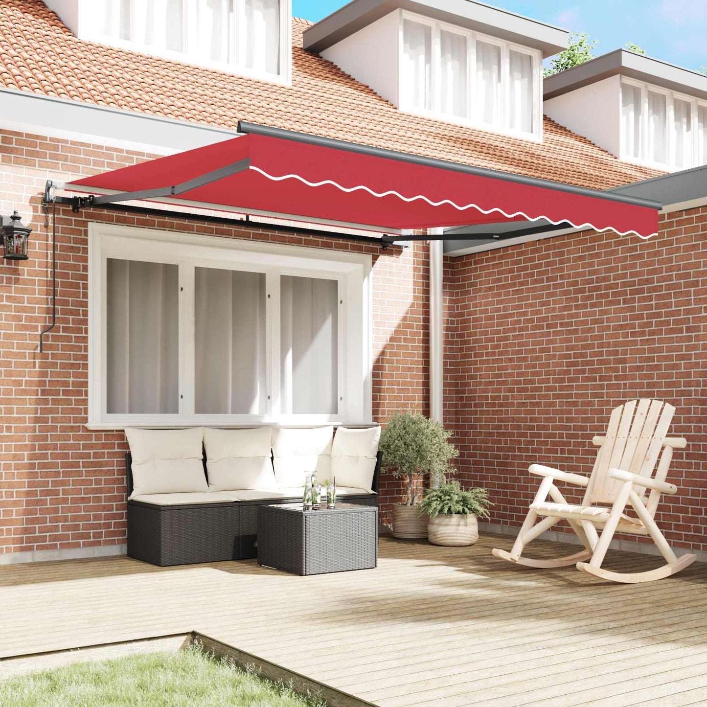 Toldo Retráctil Rojo 300 X 250 Cm Tela Y Aluminio_2