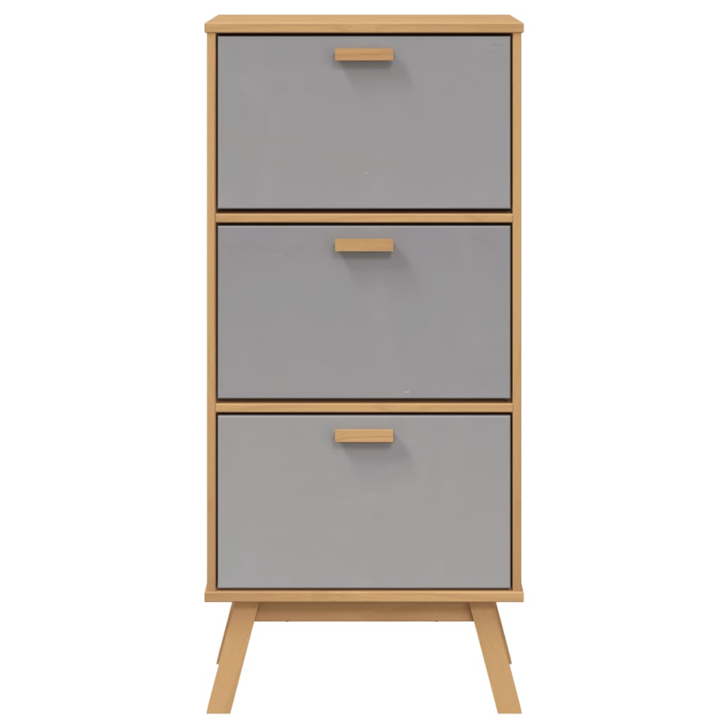 Zapatero Olden Madera Maciza De Pino Gris Y Marrón 55x35x120 Cm / Vetonek_0