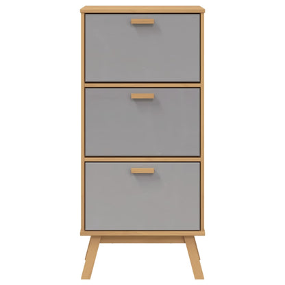 Zapatero Olden Madera Maciza De Pino Gris Y Marrón 55x35x120 Cm / Vetonek_0