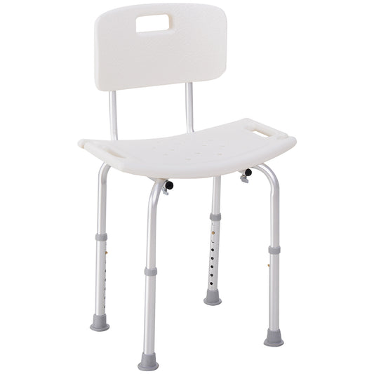 Silla De Ducha Homcom Aleación De Aluminio, Pe Blanco 43x50,6x88 Cm_0