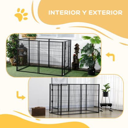 Pawhut Parque Para Perros De 6 Paneles Ancho Ajustable 82,5-150x79x101 Cm Negro_5