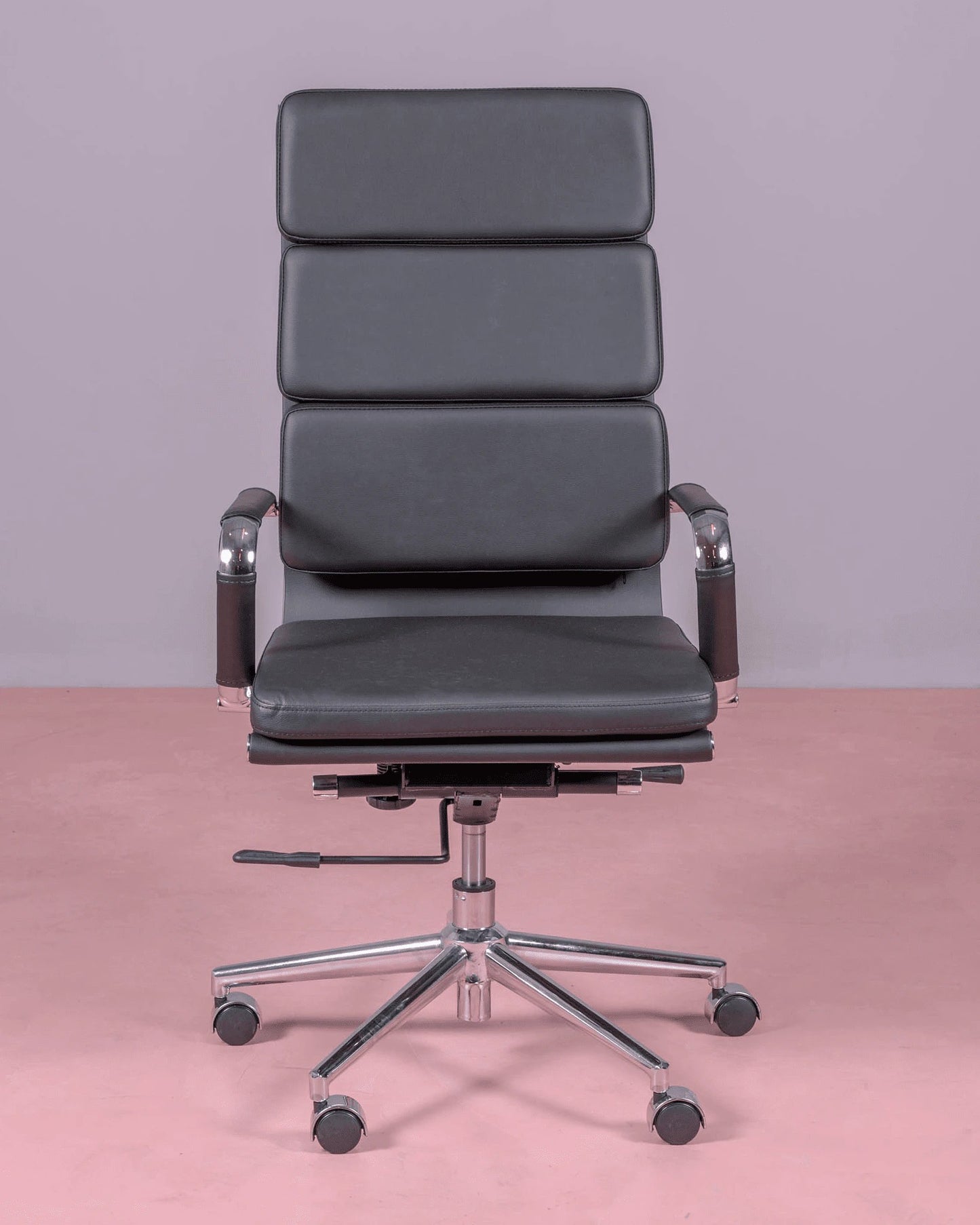 Silla De Oficina Con Ruedas Y Respaldo Alto Acolchado En Polipiel - Alu S_3