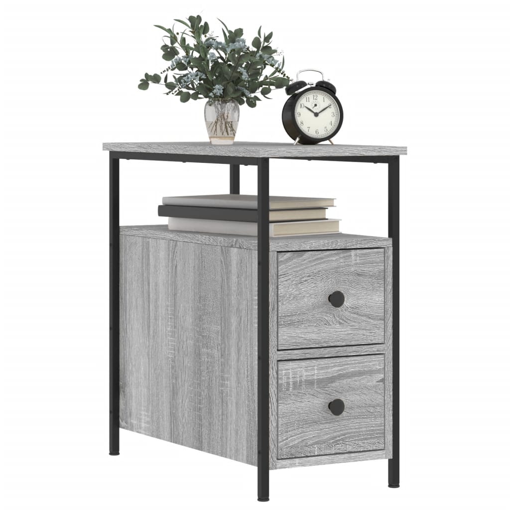 Mesita De Noche Madera De Ingeniería Gris Sonoma 30x60x60 Cm_1