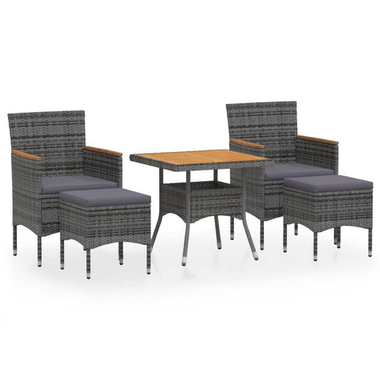 Vidaxl Set De Comedor Jardín 5 Pzas Ratán Sintético Madera Acacia Gris_0