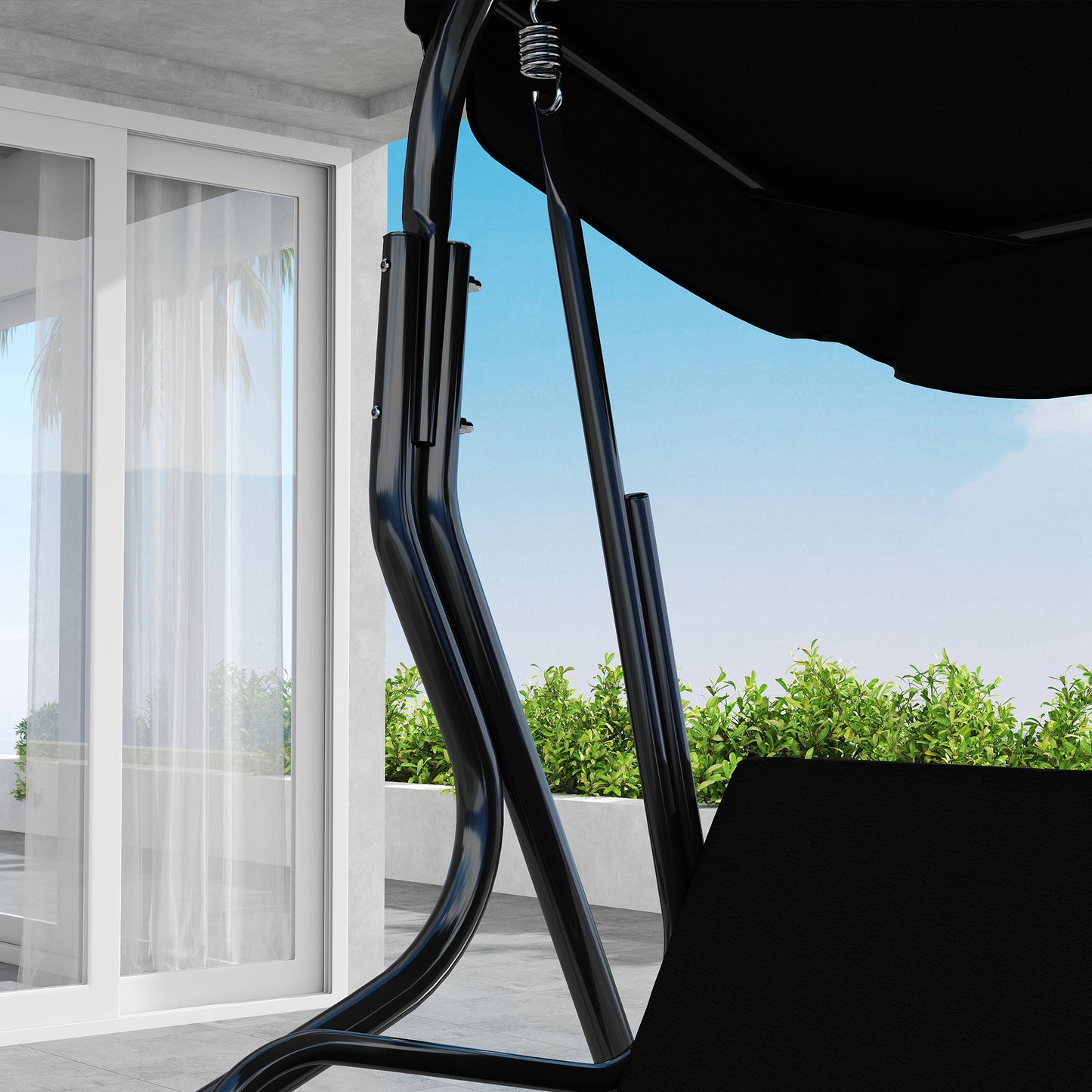 Outsunny Columpio De Jardín Con Toldo Ajustable En Ángulo 170x110x153 Cm Negro_4