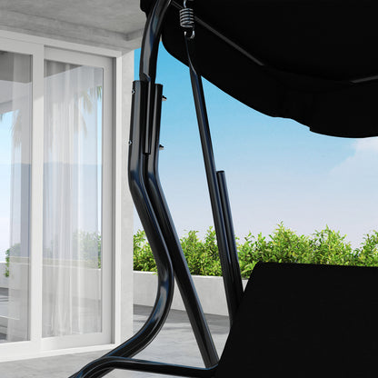 Outsunny Columpio De Jardín Con Toldo Ajustable En Ángulo 170x110x153 Cm Negro_4