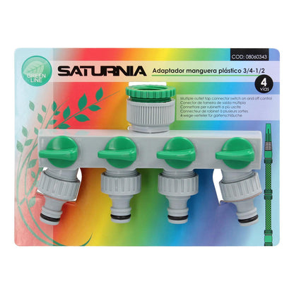 Adaptador Manguera Plastico 3/4 - 1  4 Vias, Distribuidor 4 Vias, Divisor Manguera, Ajuste Independiente, Tomas 1/2+adaptador_2