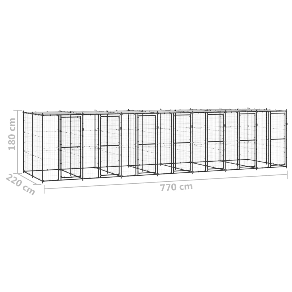 Perrera De Exterior De Acero Con Techo 16,94 M²_5