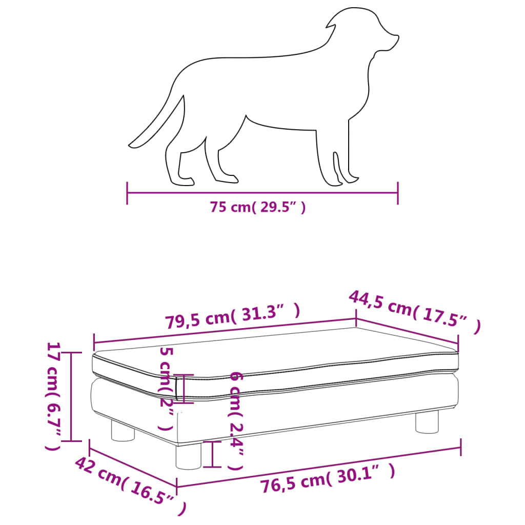 Cama Para Perros Con Extensión Terciopelo Rosa 100x50x30 Cm / Vetonek_4