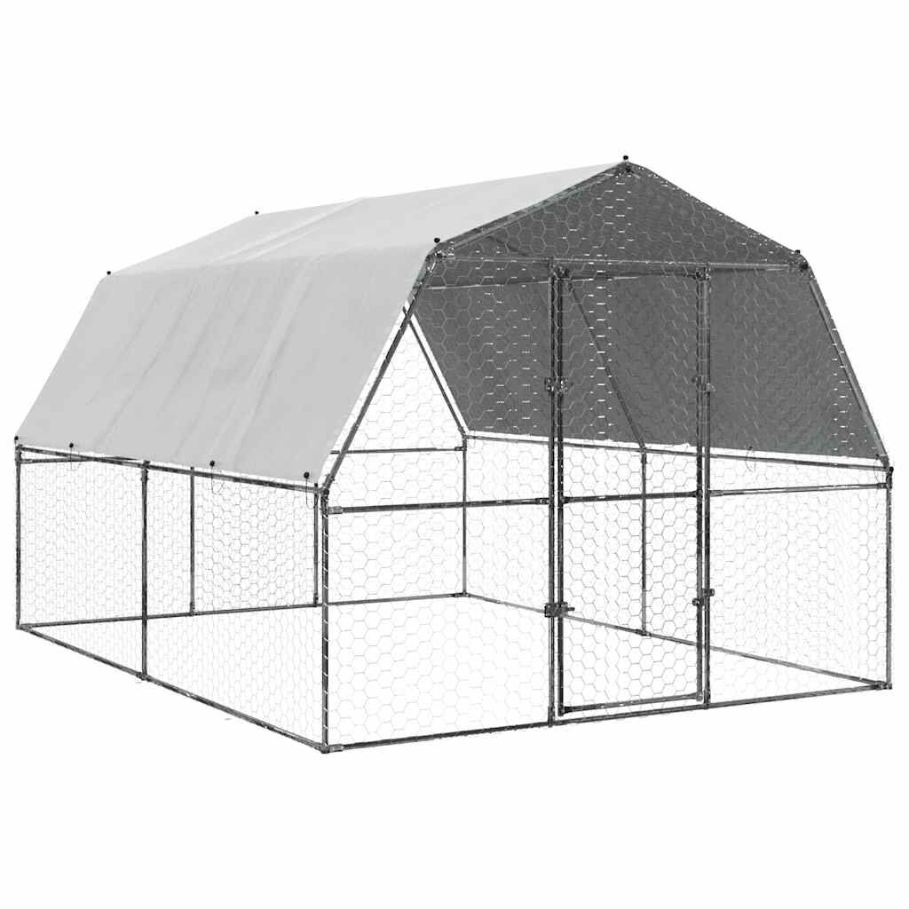 Vidaxl Gallinero Con Techo Y Puerta Acero Galvanizado Plateado_0
