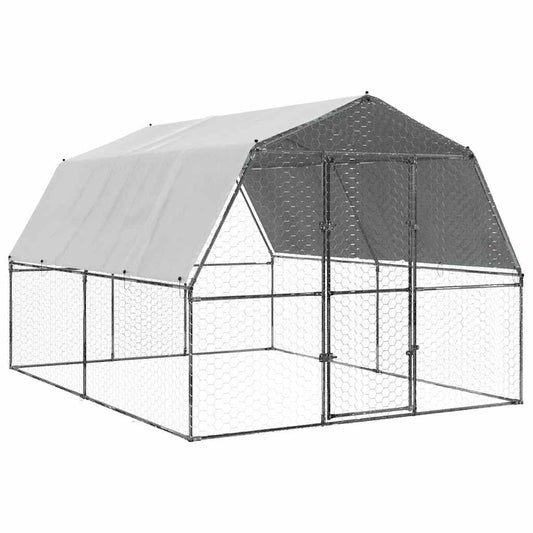 Vidaxl Gallinero Con Techo Y Puerta Acero Galvanizado Plateado_0