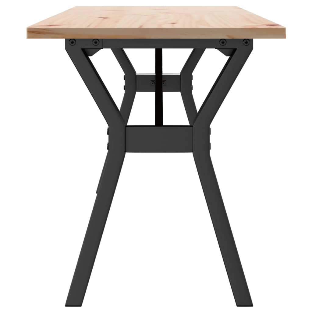 Mesa De Centro Marco Y Madera Maciza Pino Y Acero 160x40x45 Cm_3