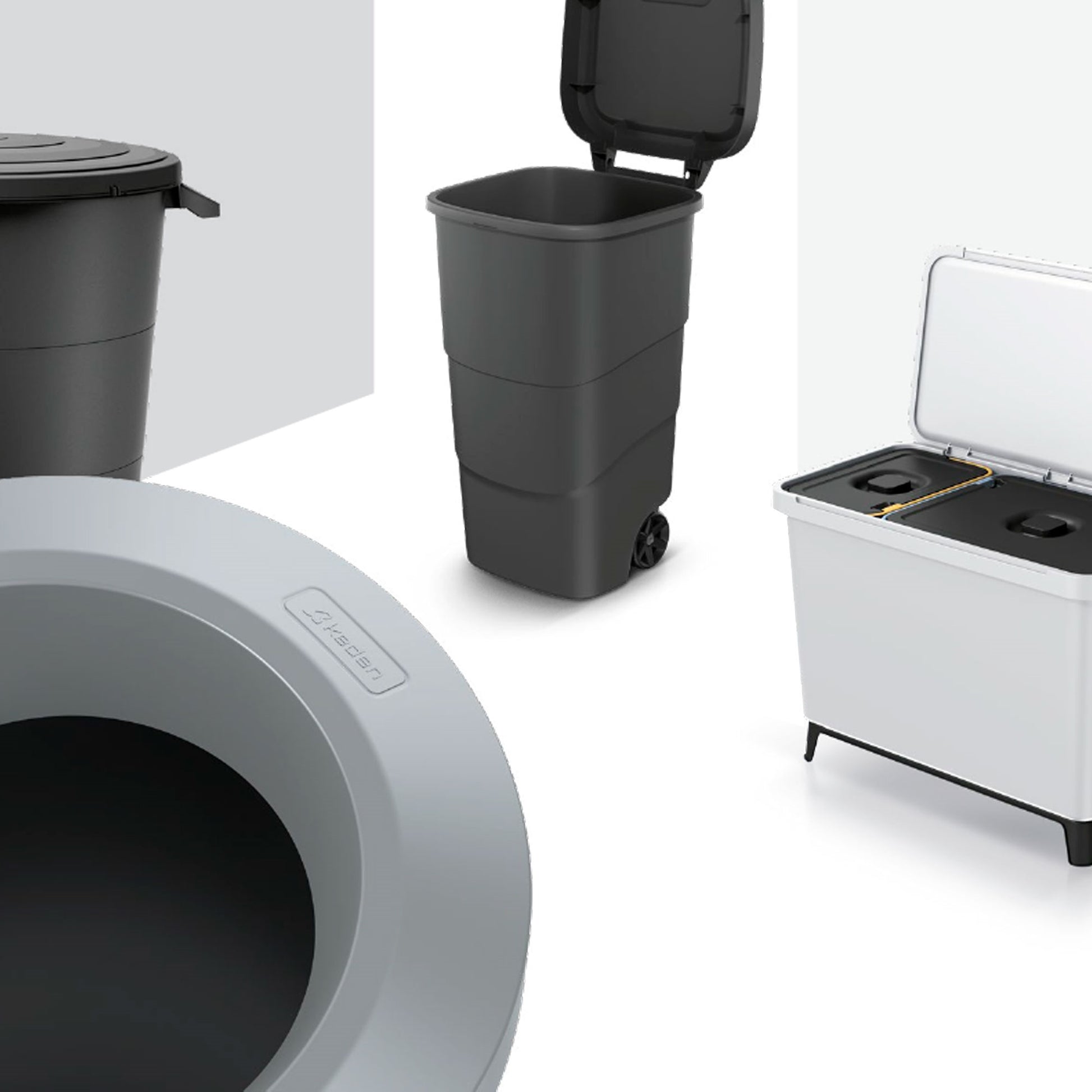 Papelera Con 2 Tapas Independientes De 50l Blanco Y Amarillo_5