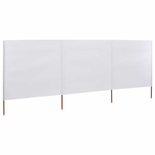 Vidaxl Paravientos De Playa De 3 Paneles De Tela 400x120 Cm Blanco_0