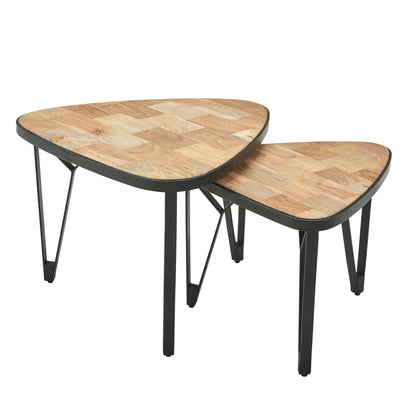 Diseño De 2 Mesas Nido De Madera Maciza De Mango / Acacia Triangular_0