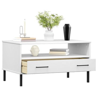 Mesa De Centro Patas Metal Oslo Madera Maciza Blanco 85x50x45cm_1
