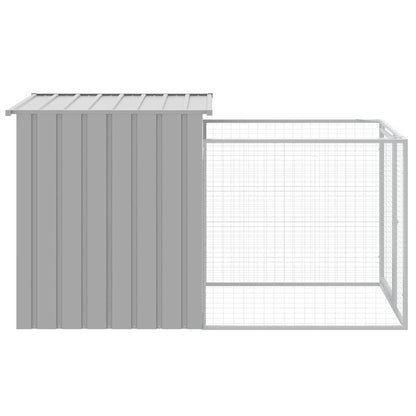 Vidaxl Caseta Para Perro Con Corral Gris Claro 110x201x110 Cm Acero Galvanizado_3