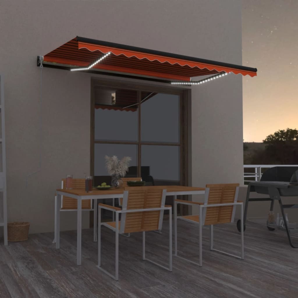 Toldo Automático Led Sensor De Viento Naranja Marrón 450x300 Cm_1