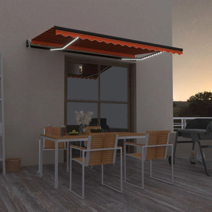 Toldo Automático Led Sensor De Viento Naranja Marrón 450x300 Cm_1