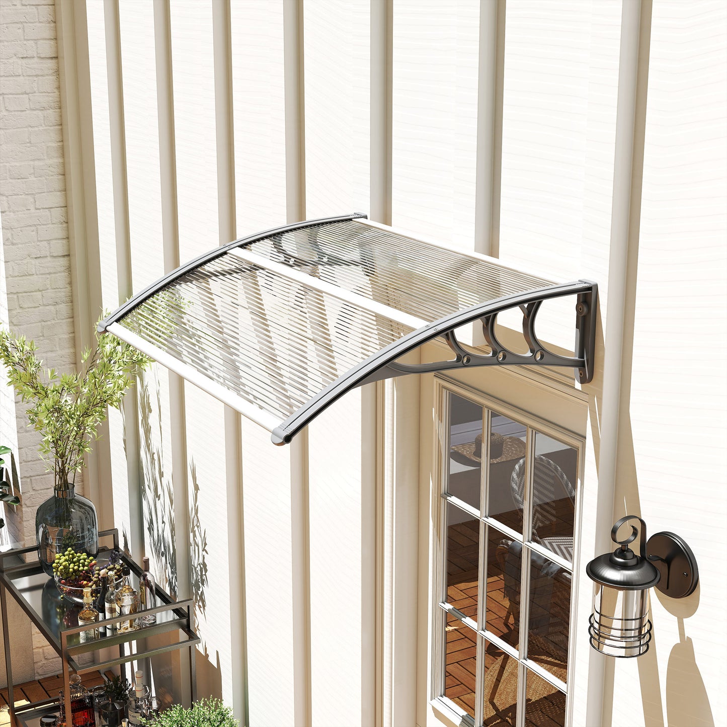 Outsunny Marquesinas Exterior Para Puertas Y Ventanas 100x75 Cm Transparente_1