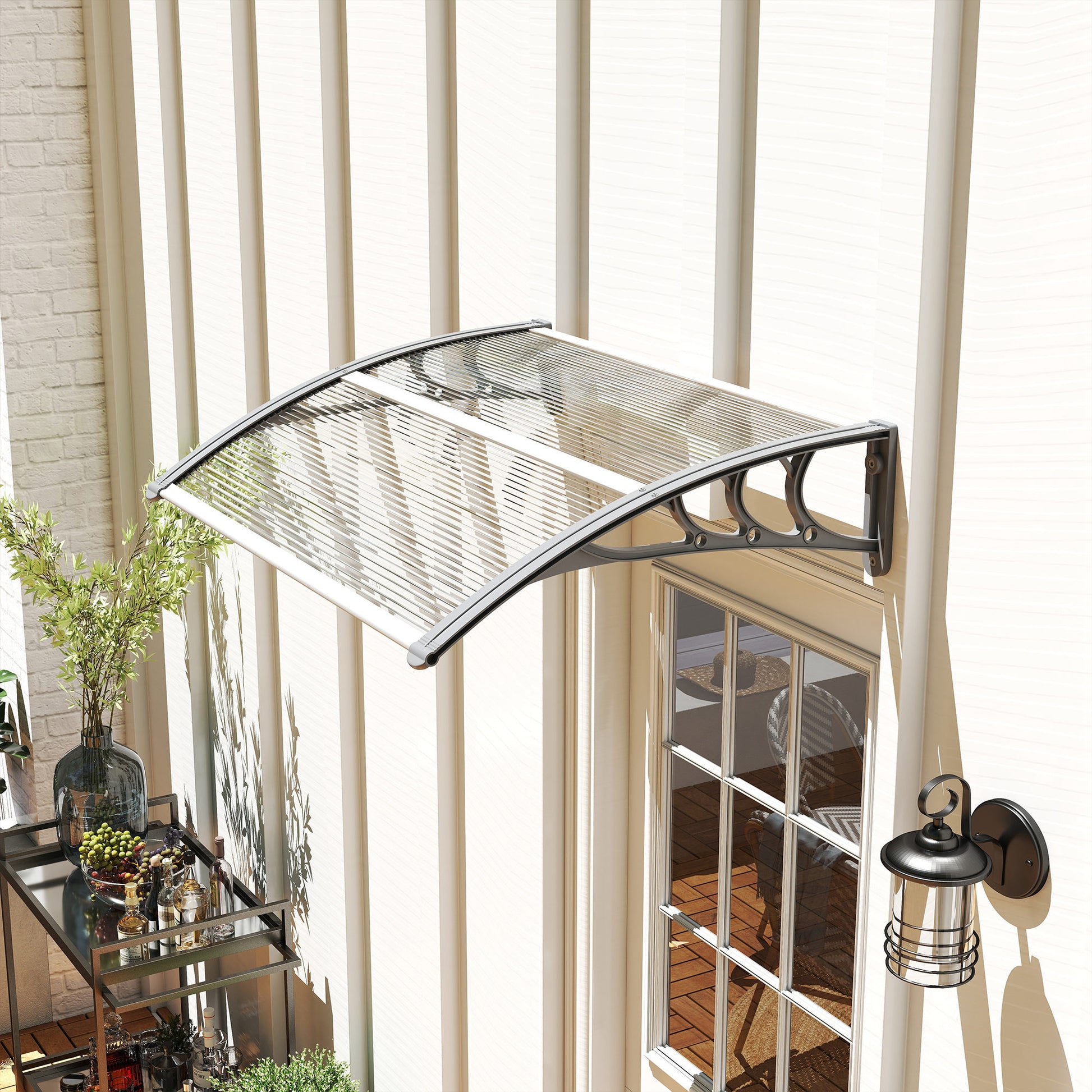 Outsunny Marquesinas Exterior Para Puertas Y Ventanas 100x75 Cm Transparente_1