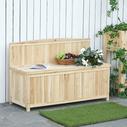 Outsunny Banco De Jardín De Madera Con Caja De Almacenaje 115x45x75 Cm Natural_1