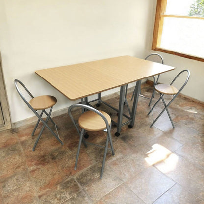 Well Home - Conjunto Mesa Y 4 Taburetes 'libro' En Madera