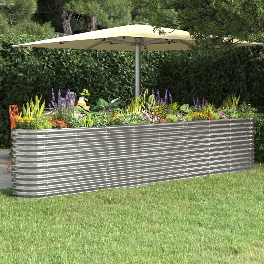 Jardinera Arriate Acero Galvanizado Plata 332x40x68 Cm_1