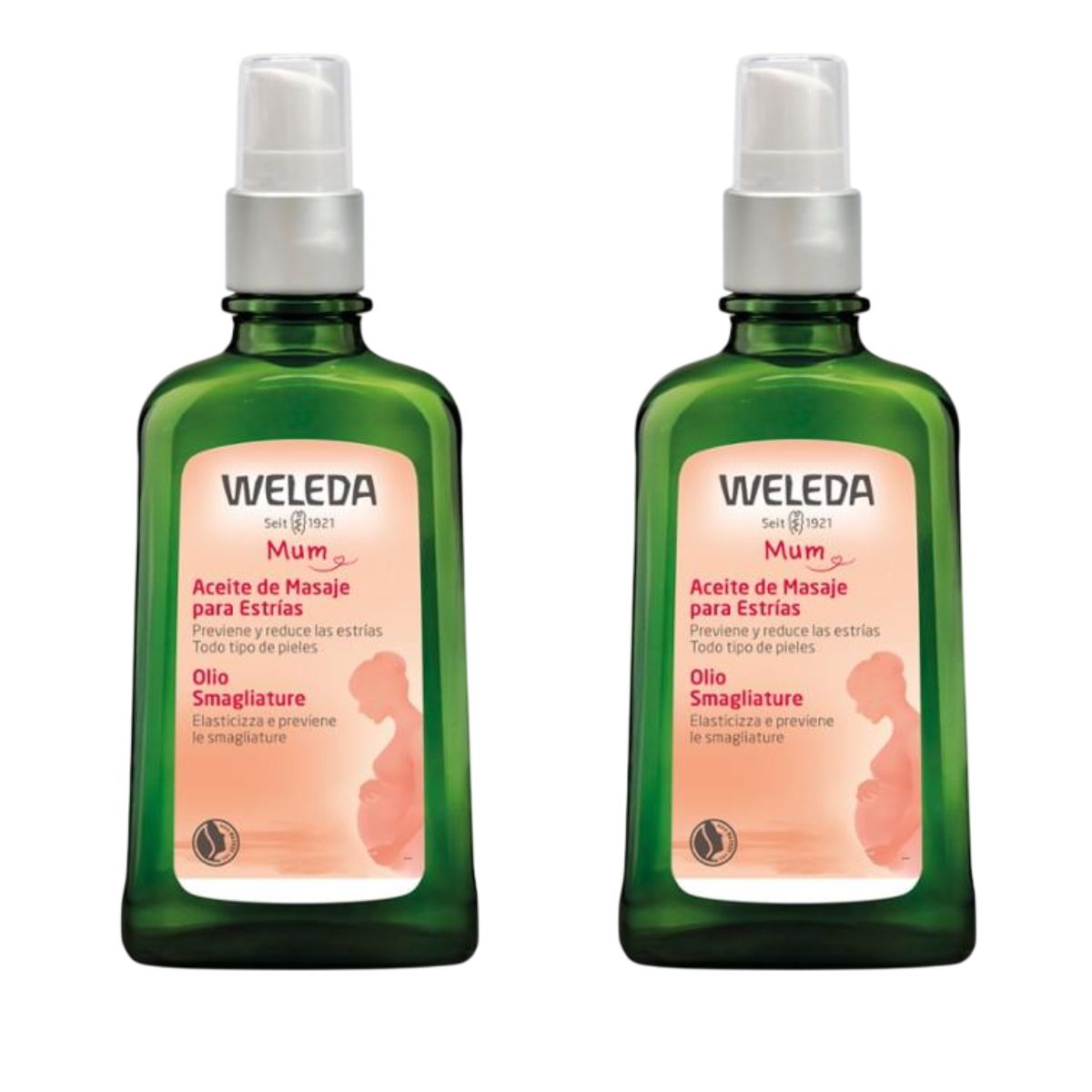Pack 2 x Aceite de Masaje antiestrías, Weleda, 100ml