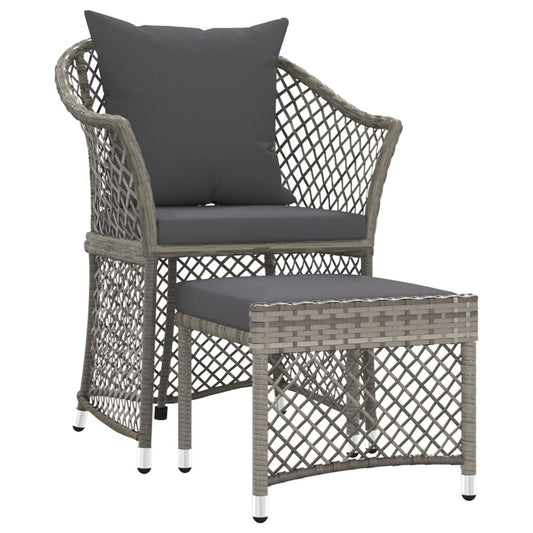 Vidaxl Set De Muebles De Jardín 2 Pzas Cojines Ratán Sintético Gris_0