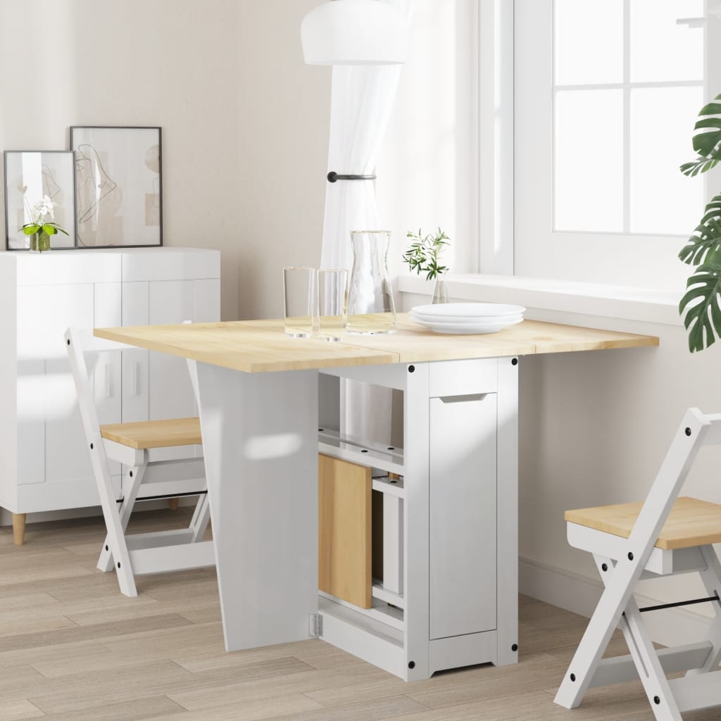 Mesa De Comedor Plegable Mariposa Corona Madera Pino Blanco_1