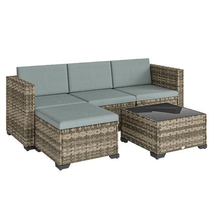 Outsunny Conjunto Muebles Jardín Exterior De Ratán 5 Piezas Cojines Gris Claro_0