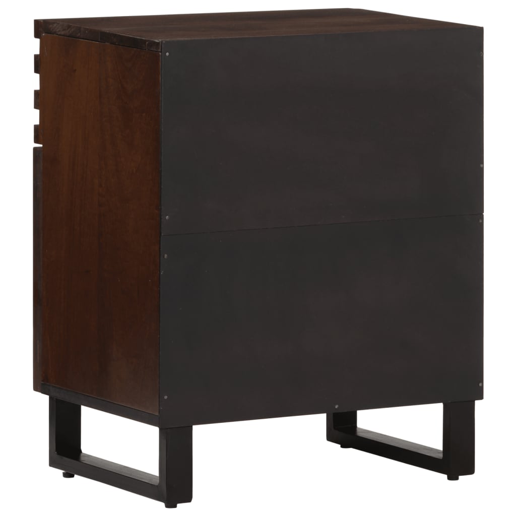 Mesita De Noche Madera Maciza Mango Marrón 50x34x60 Cm_2