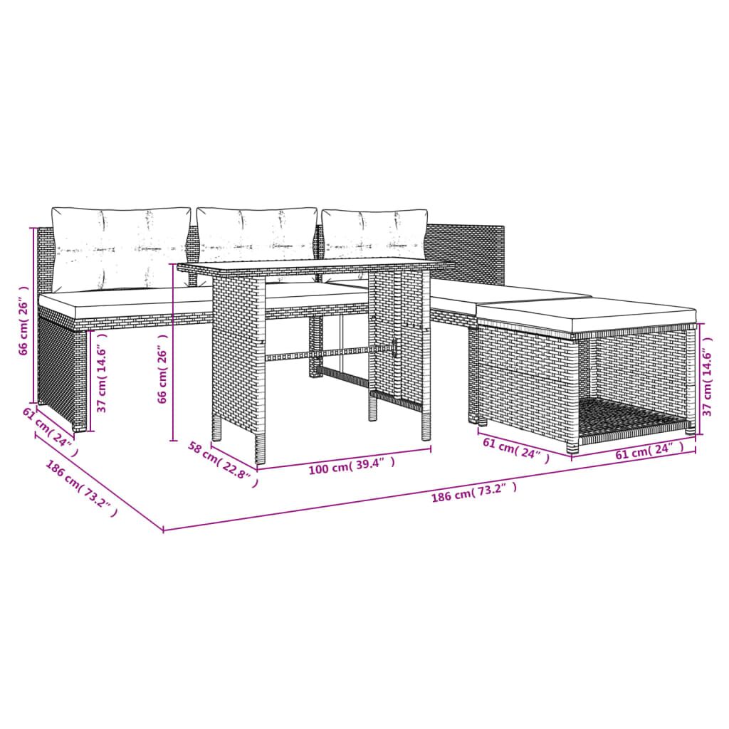 Vidaxl Set De Muebles De Jardín 4 Piezas Ratán Sintético Marrón_2
