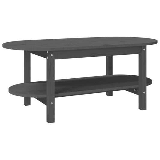 Mesa De Centro De Madera Maciza De Pino Gris 110x55x45 Cm_0
