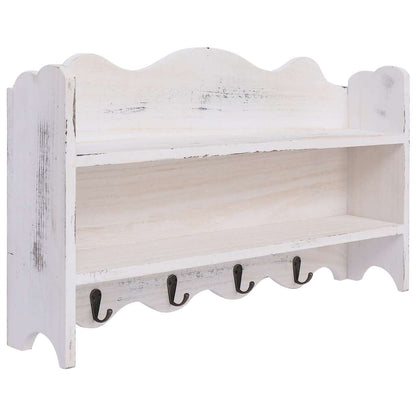 Perchero De Pared De Madera Blanco 50x10x30 Cm_1