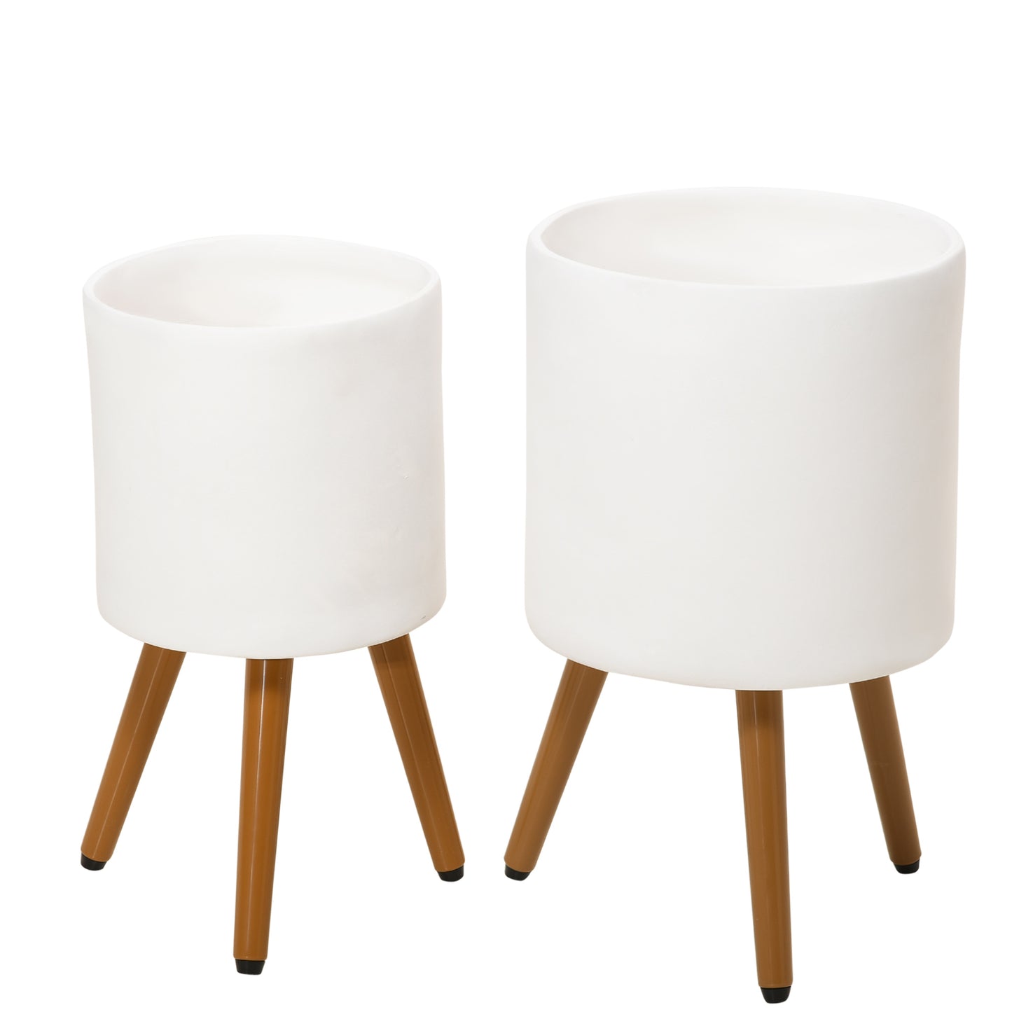 Outsunny Conjunto De 2 Macetas Para Plantas Magnesia Ø31x55 Cm Ø26x47 Cm Blanco_0