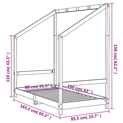 Vidaxl Estructura De Cama Para Niños Madera De Pino Negro 80x160 Cm_2