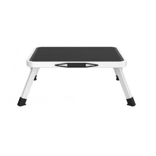 Taburete Plegable Metálico Antideslizante De 1 Escalón Blanco Y Negro_0